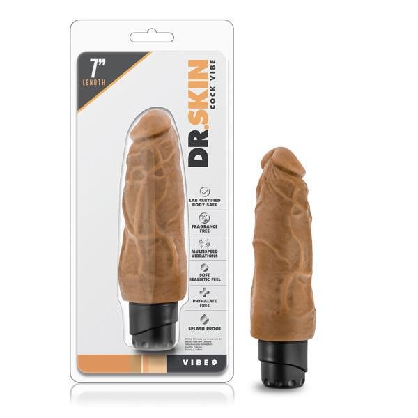 Dr. Skin Cock Vibe 9 7.5" Vibrating Cock Mocha - Temptations