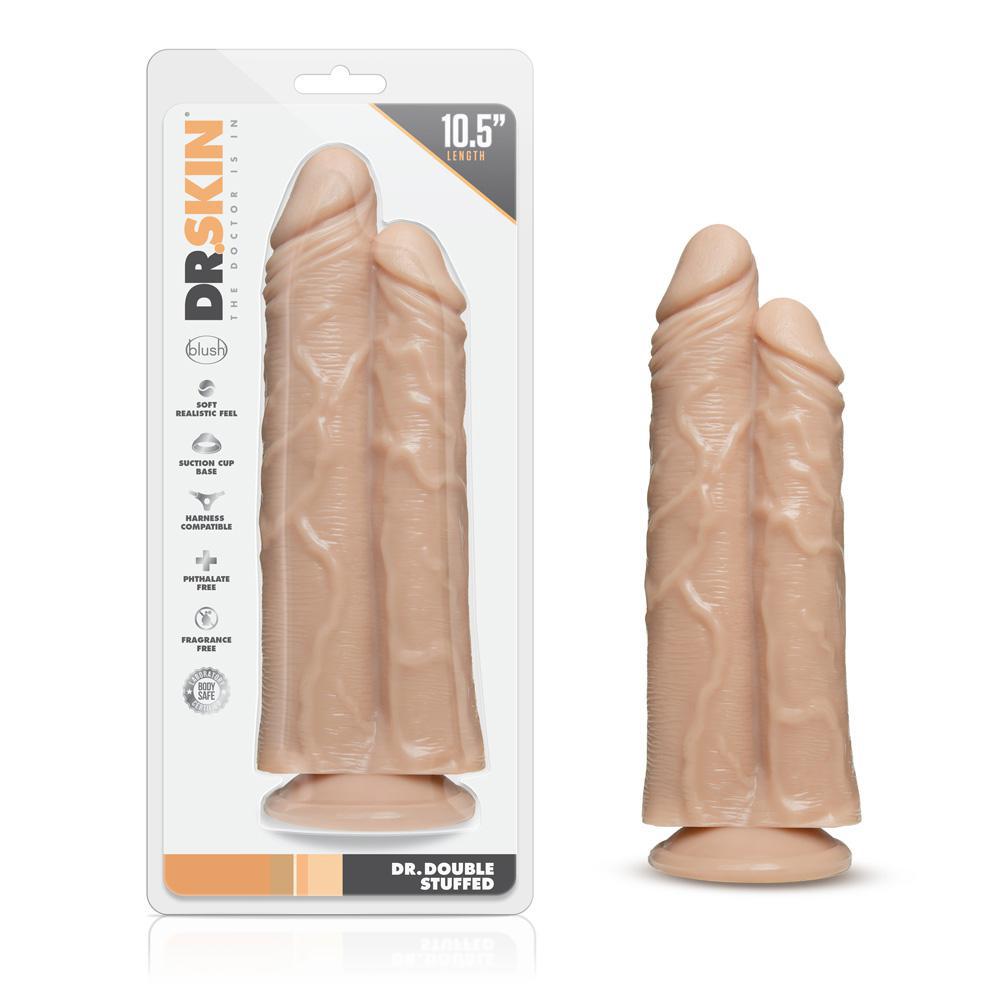 DR. SKIN DOUBLE TROUBLE DOUBLE SHAFT DILDO VANILLA - Temptations
