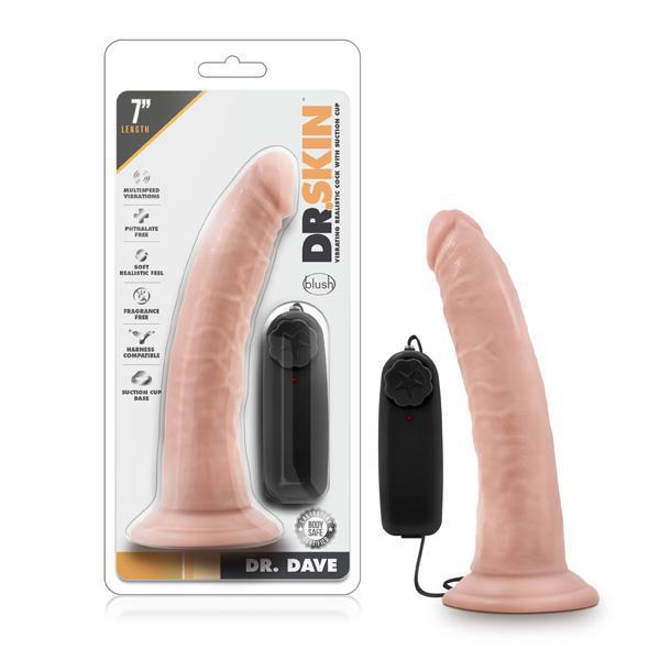 Dr. Skin Dr. Dave 7" Vibrating Cock With Suction Cup Vanilla - Temptations