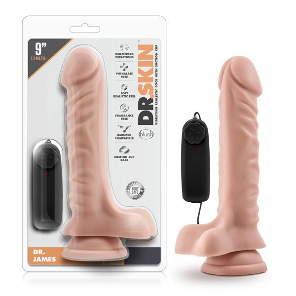 Dr. Skin Dr. James 9" Vibrating Cock With Suction Cup Vanilla - Temptations