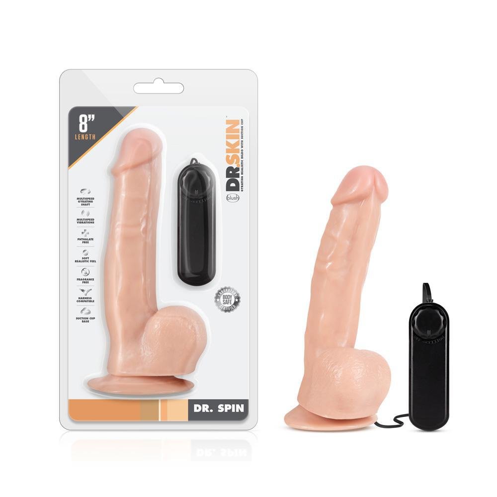 Dr. Skin Dr. Spin 8" Gyrating Realistic Dildo Vanilla - Temptations