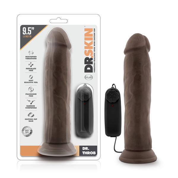 Dr. Skin Dr. Throb 9.5" Vibrating Realistic Cock With Suction Cup Chocolate - Temptations