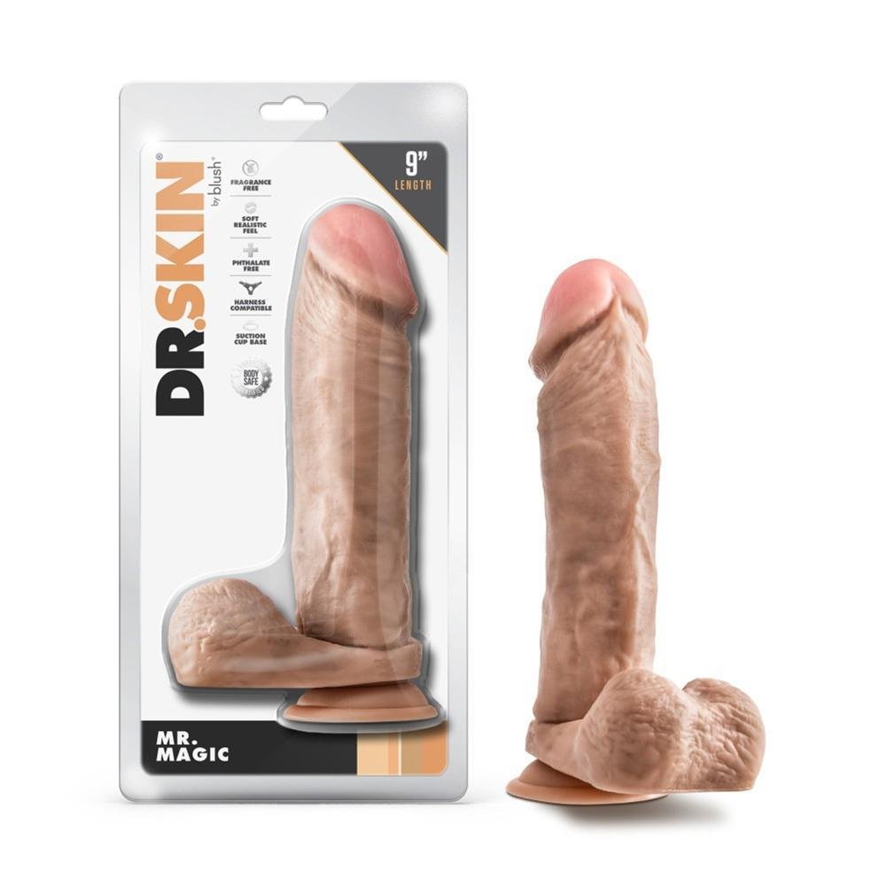 Dr. Skin Mr. Magic 9" Dildo With Balls Beige - Temptations