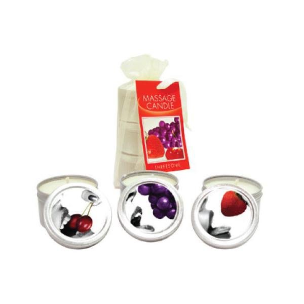 Earthly Body Edible Candle Threesome Gift Bag - 2 oz Asst. Flavors Bag of 3 - Temptations