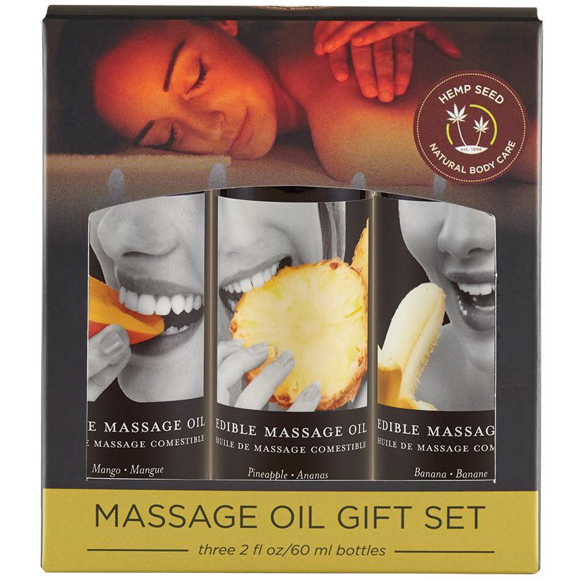 Earthly Body Edible Massage Oil - Tropical Gift Set (3 - 2oz) - Temptations