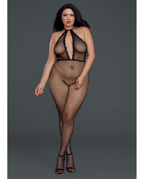 Fishnet Halter Bodystocking Black QN - Temptations