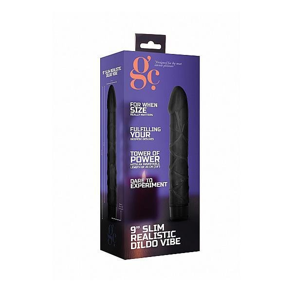 GC 9" Slim Realistic Dildo Vibe Black - Temptations