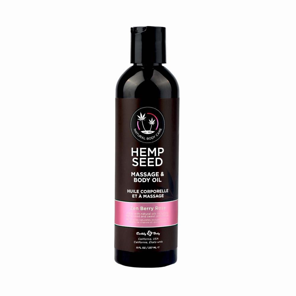 Hemp Seed Massage & Body Oil Zen Berry Rose 8 oz. - Temptations