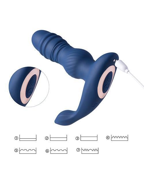 Jaden Thrusting Prostate Massager Vibrating Butt Plug Anal Sex Toy - Blue - Temptations