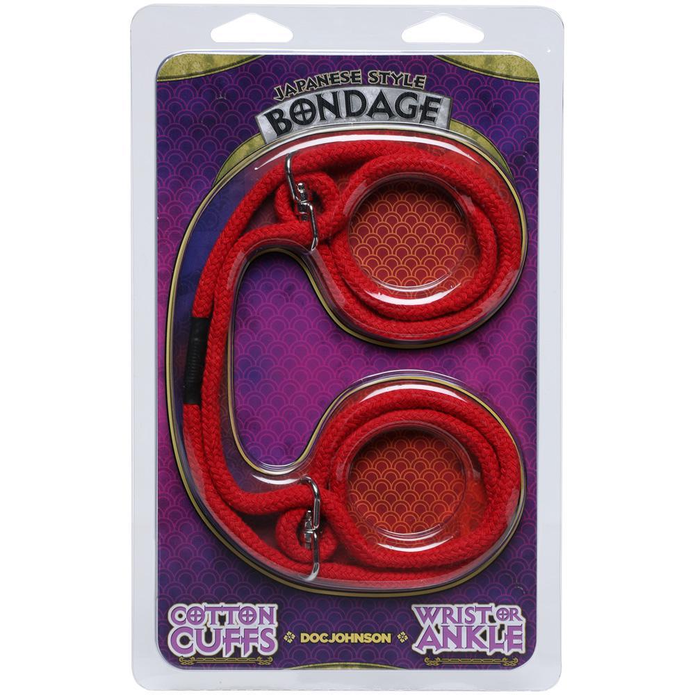 Japanese Style Bondage 100% Cotton Wrist Or Ankle Cuffs Red - Temptations