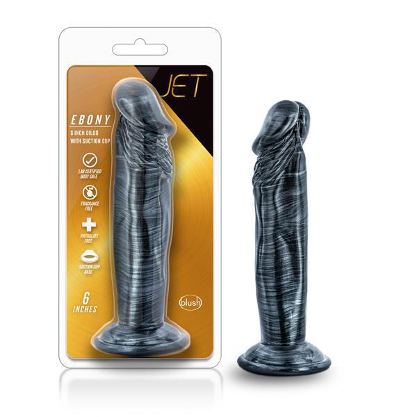 JET EBONY 6'' DILDO CARBON METALLIC BLACK - Temptations