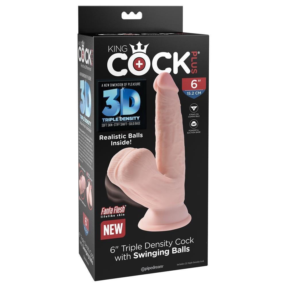 King Cock Plus 6" Triple Density Cock With Swinging Balls - Temptations