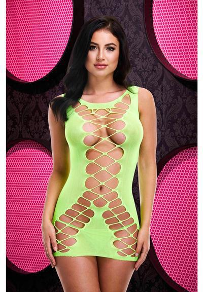 LD CRISS - CROSS MINI DRESS - NEON GREEN - Temptations