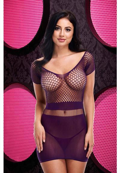 LD DEEP V MINI DRESS - PURPLE - Temptations