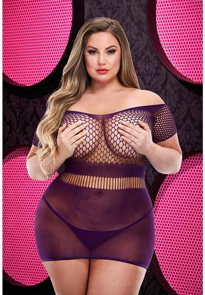 LD DEEP V MINI DRESS - PURPLE - XL - Temptations