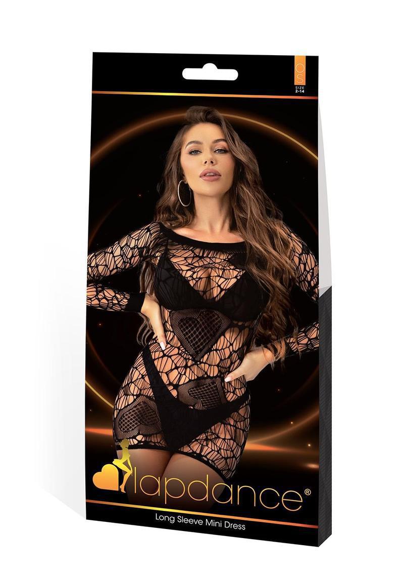 LONG SLEEVE MINI DRESS BLACK - ONE SIZE - Temptations
