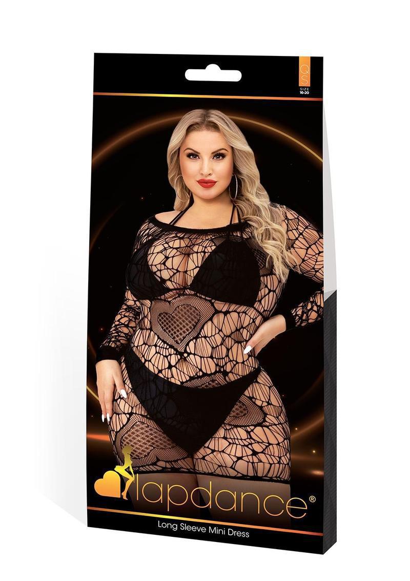 LONG SLEEVE MINI DRESS BLACK - QUEEN - Temptations