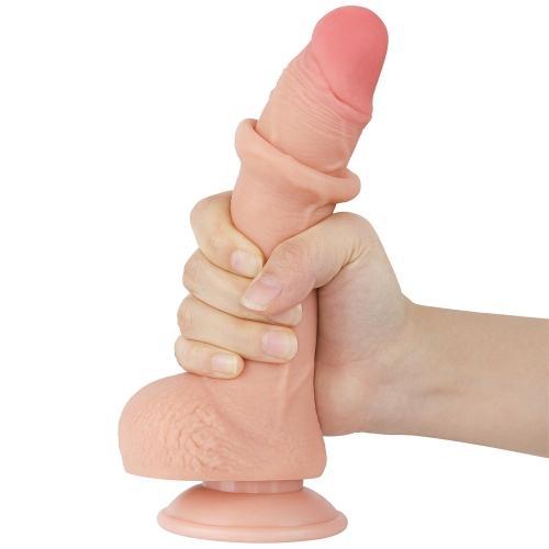 Lovetoy 7.5'' Sliding Skin Dual Layer Dong Flesh