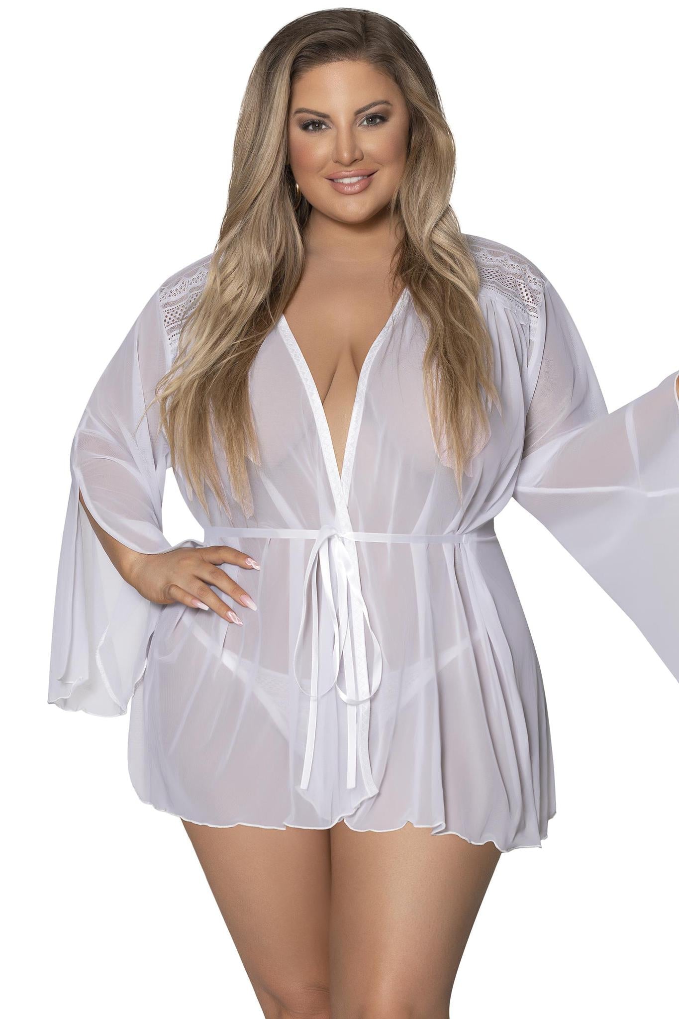 MG Flowing Short Robe White Q - Temptations