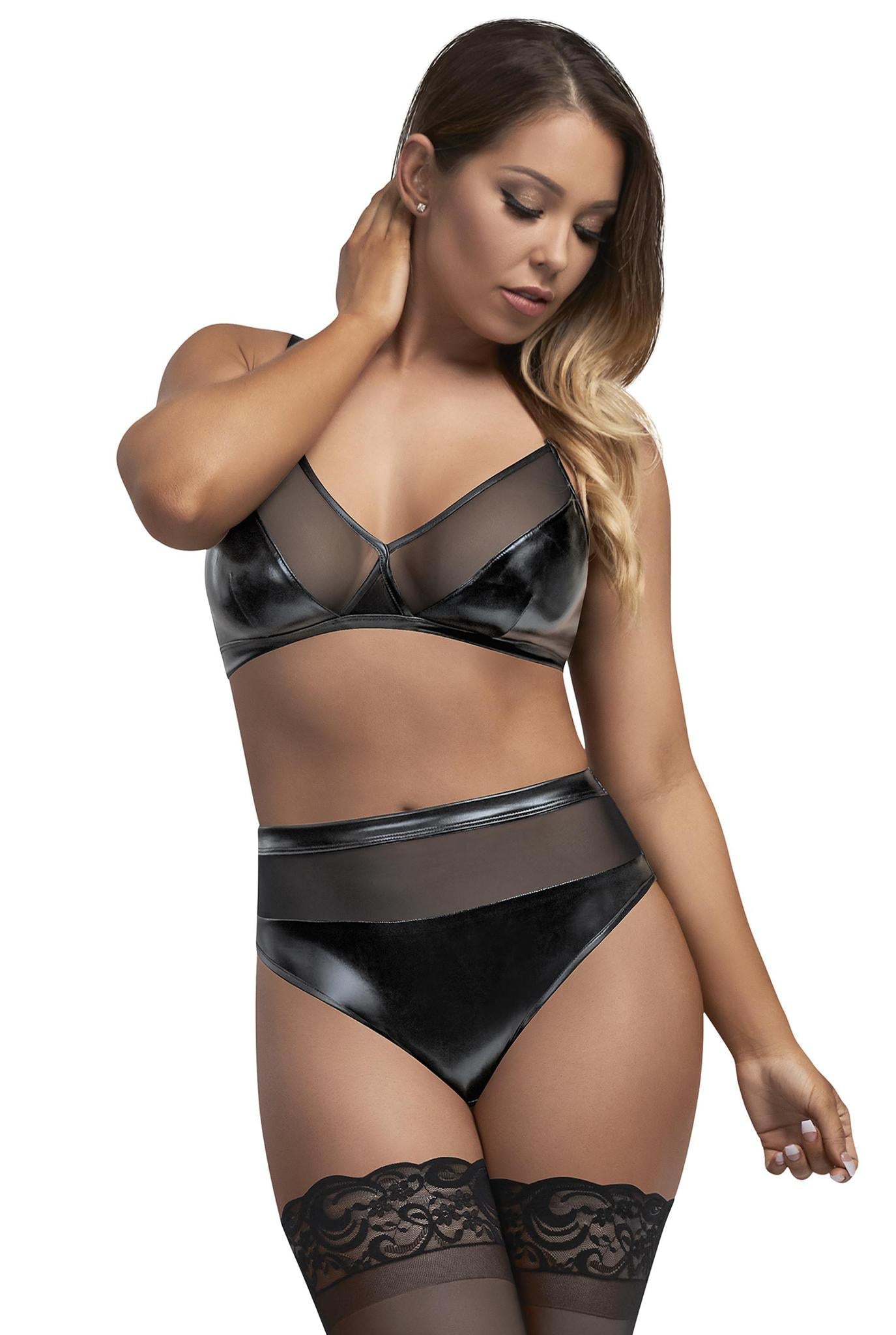 MS Bralette & Panty Black M - Temptations
