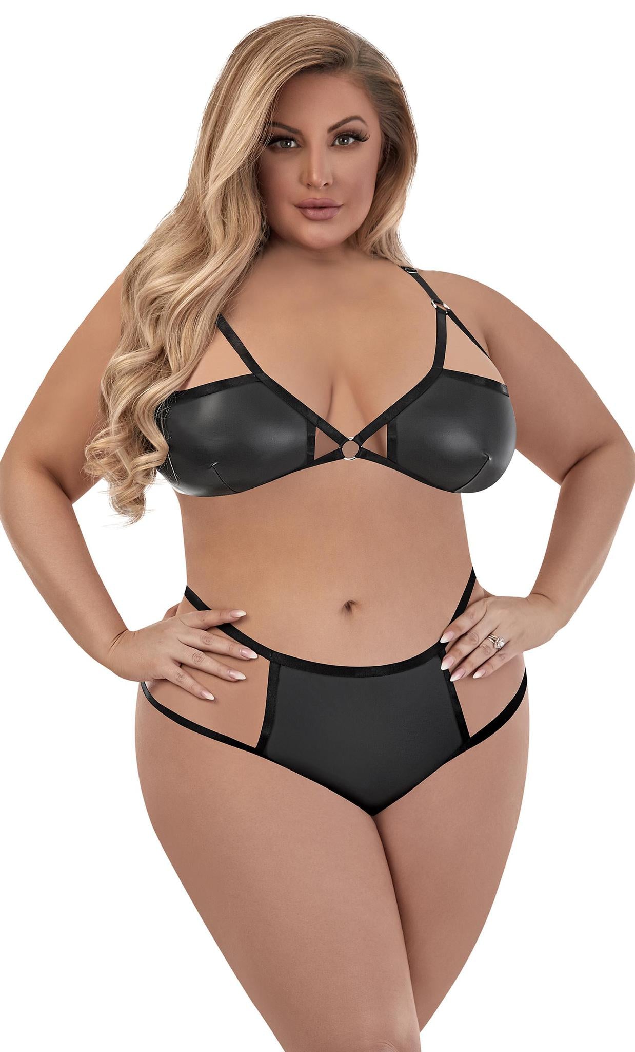 MS Demi Bra & Panty Black L - Temptations