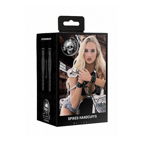 Ouch! Skulls And Bones Handcuffs With Spikes Black - Temptations