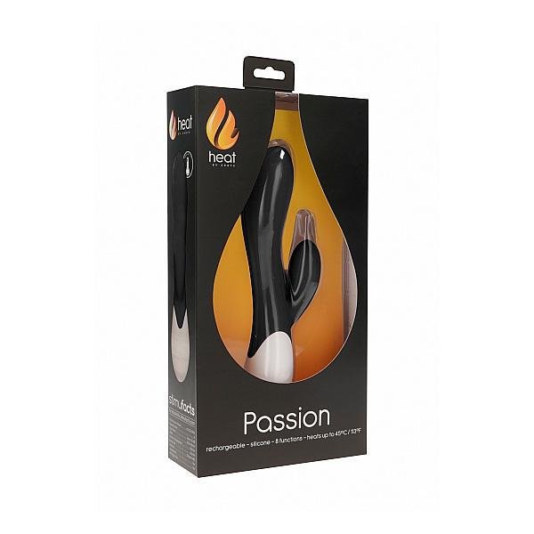 PASSION RECHARGEABLE HEATING G - SPOT RABBIT VIBRATOR BLACK - Temptations