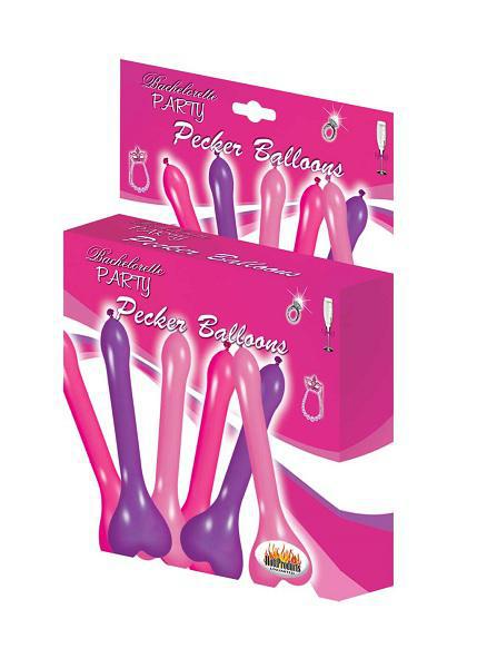 Pecker Balloons Assorted Colors 6Ct Box - Temptations