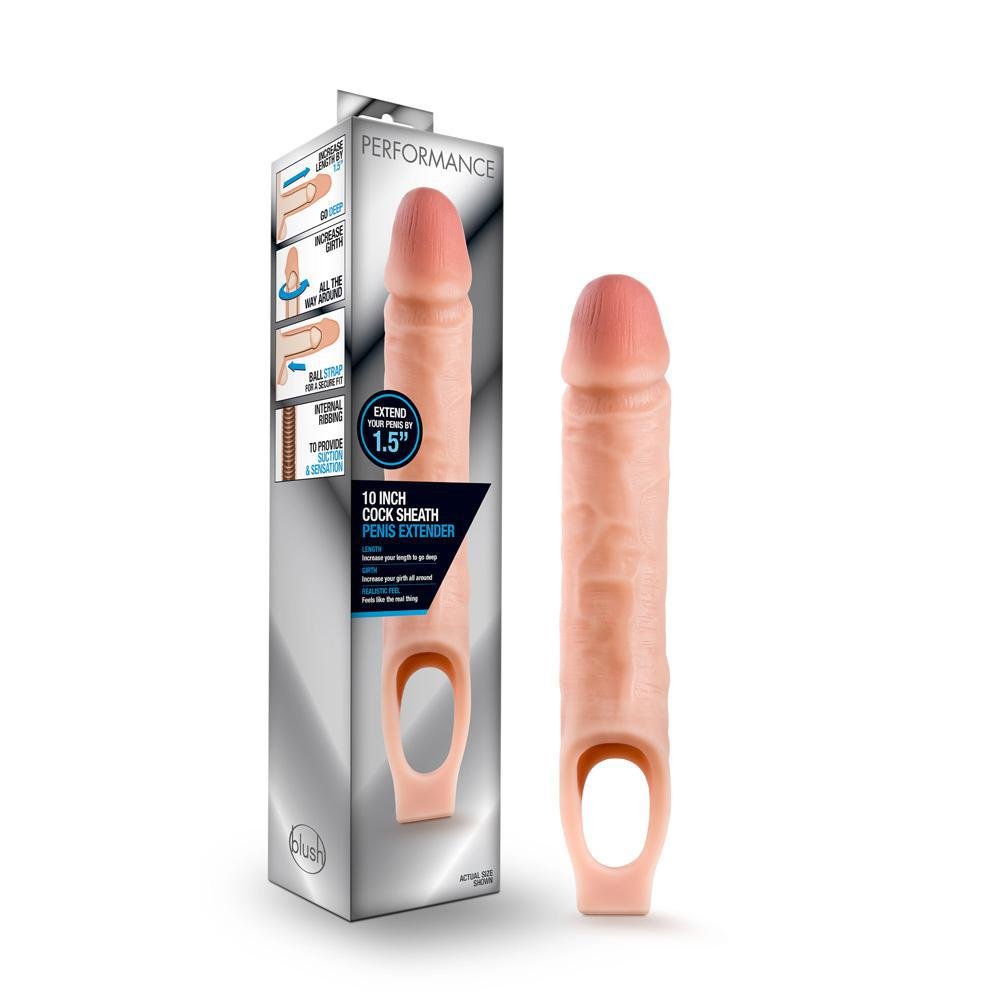 Performance 10" Cock Sheath Penis Extender Vanilla - Temptations