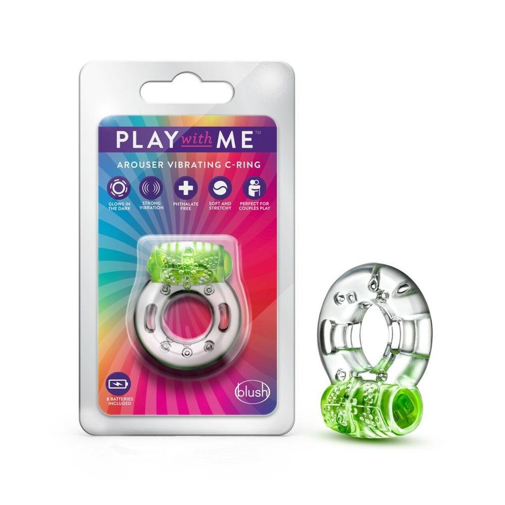 Play With Me Arouser Vibrating C - Ring Green - Temptations