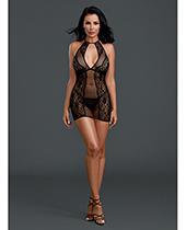 Sheer Lace Chemise w/G - String Black O/S - Temptations