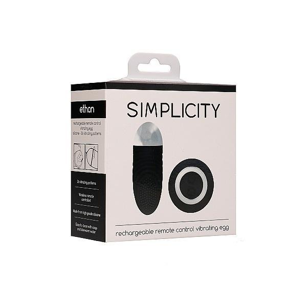 Simplicity Ethan Rechargeable Remote Control Vibrating Egg Black - Temptations