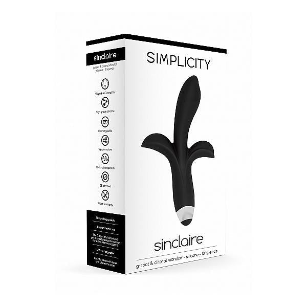 Simplicity Sinclaire G - Spot + Clitoral Vibrator Black - Temptations