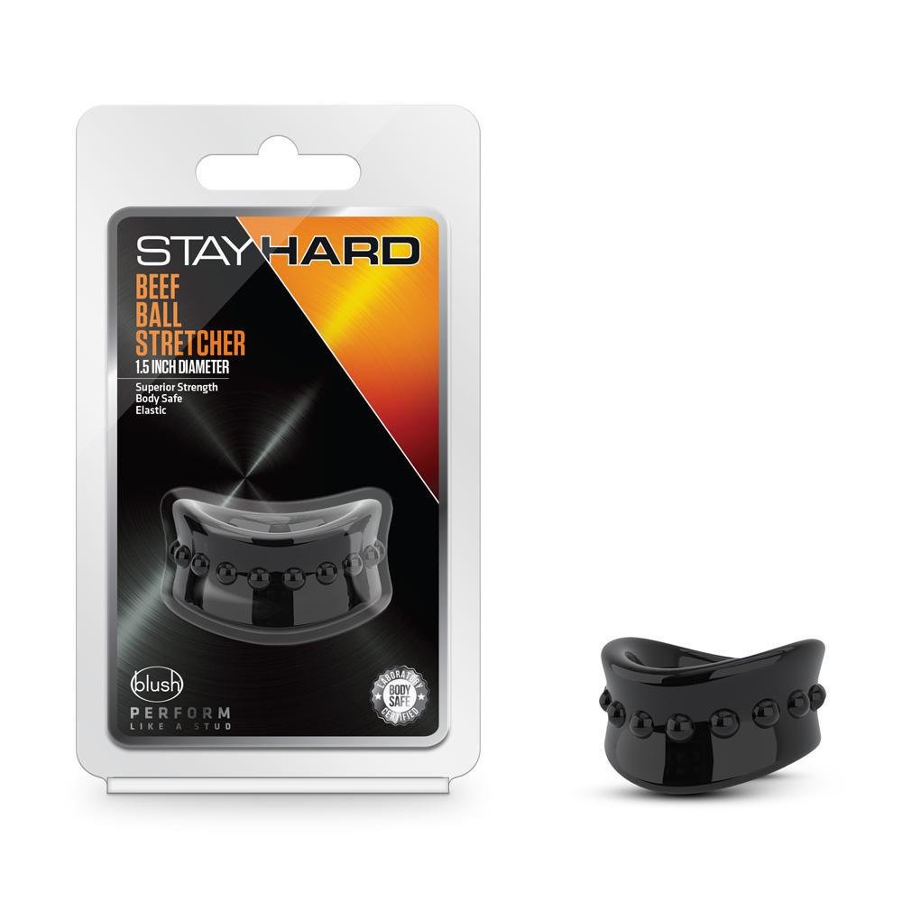 Stay Hard Beef Ball Stretcher Snug X Long 1" Diameter Black - Temptations