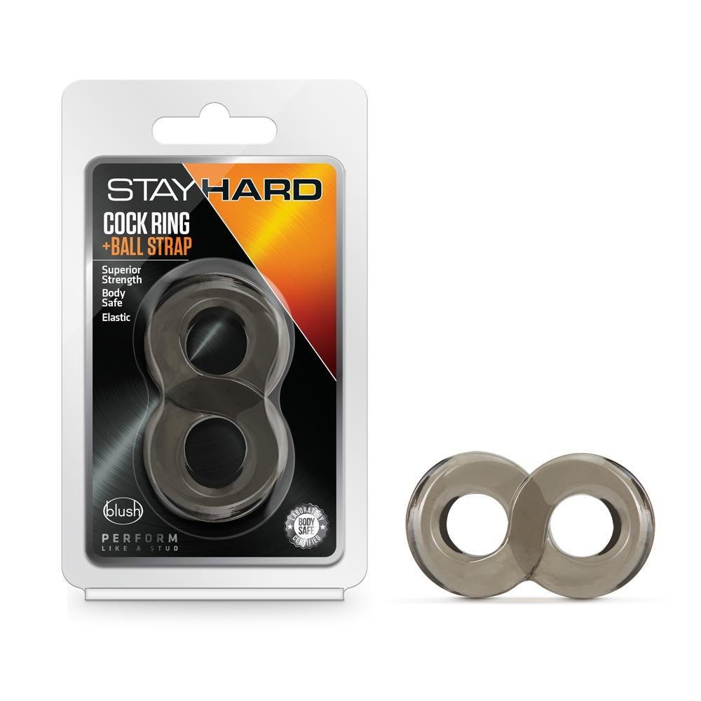Stay Hard Cock Ring And Ball Strap Black - Temptations