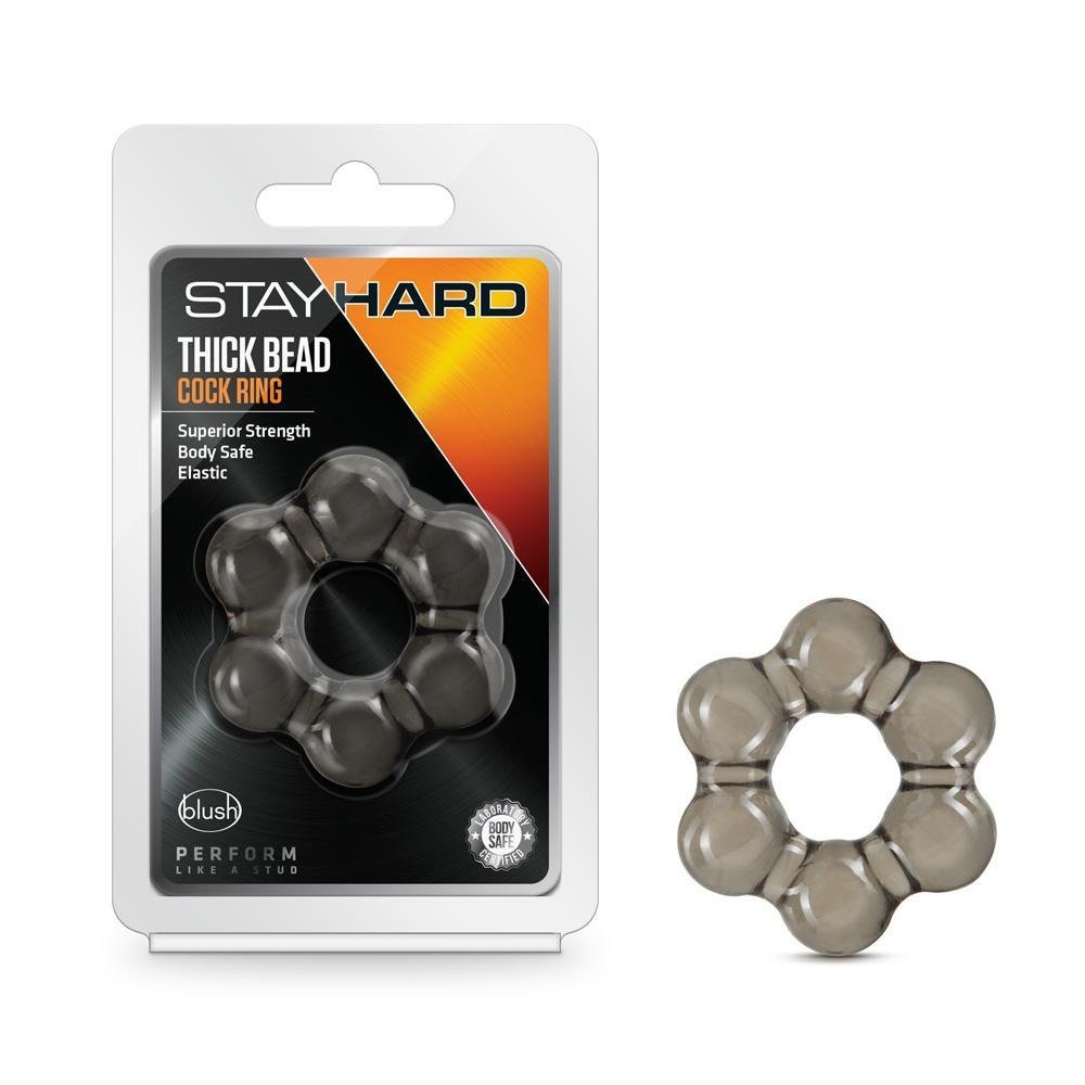 Stay Hard Thick Bead Cock Ring Black - Temptations