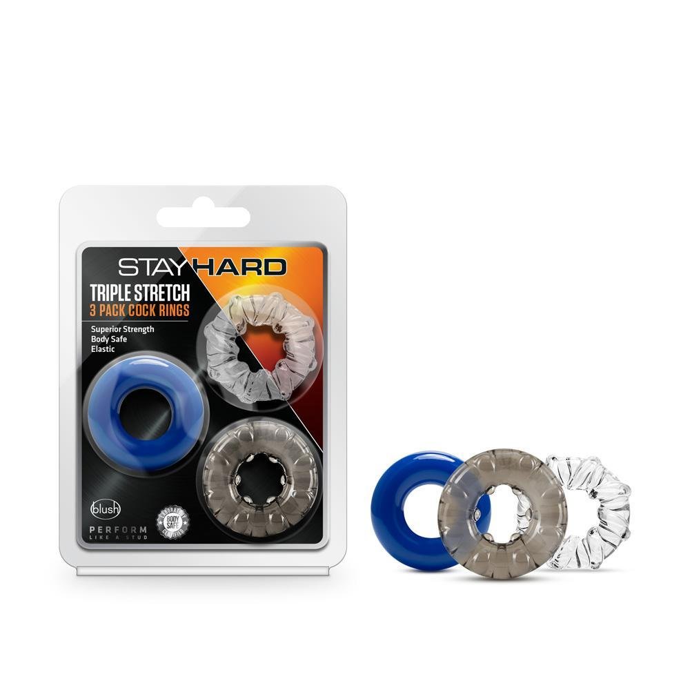 Stay Hard Triple Stretch 3 Pack Cock Rings - Temptations