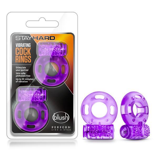 Stay Hard Vibrating Cock Rings 2Pk Purple - Temptations