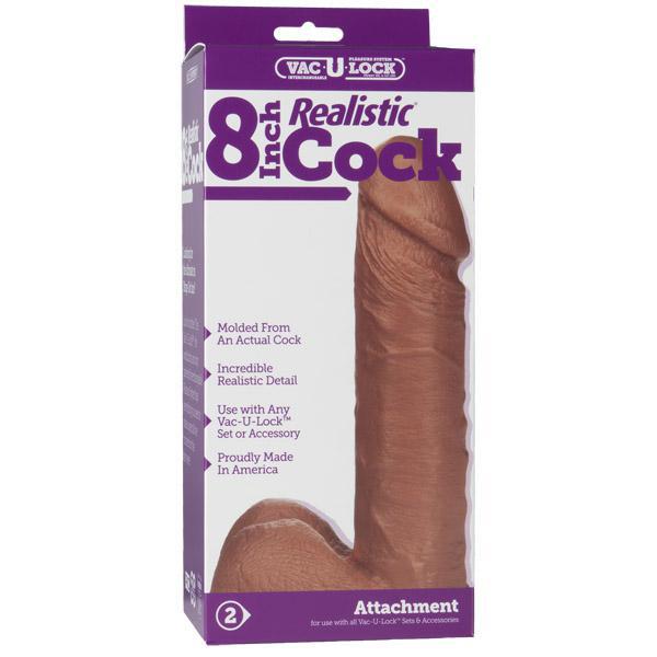 Vac - U - Lock - 8" Realistic Cock Brown - Temptations
