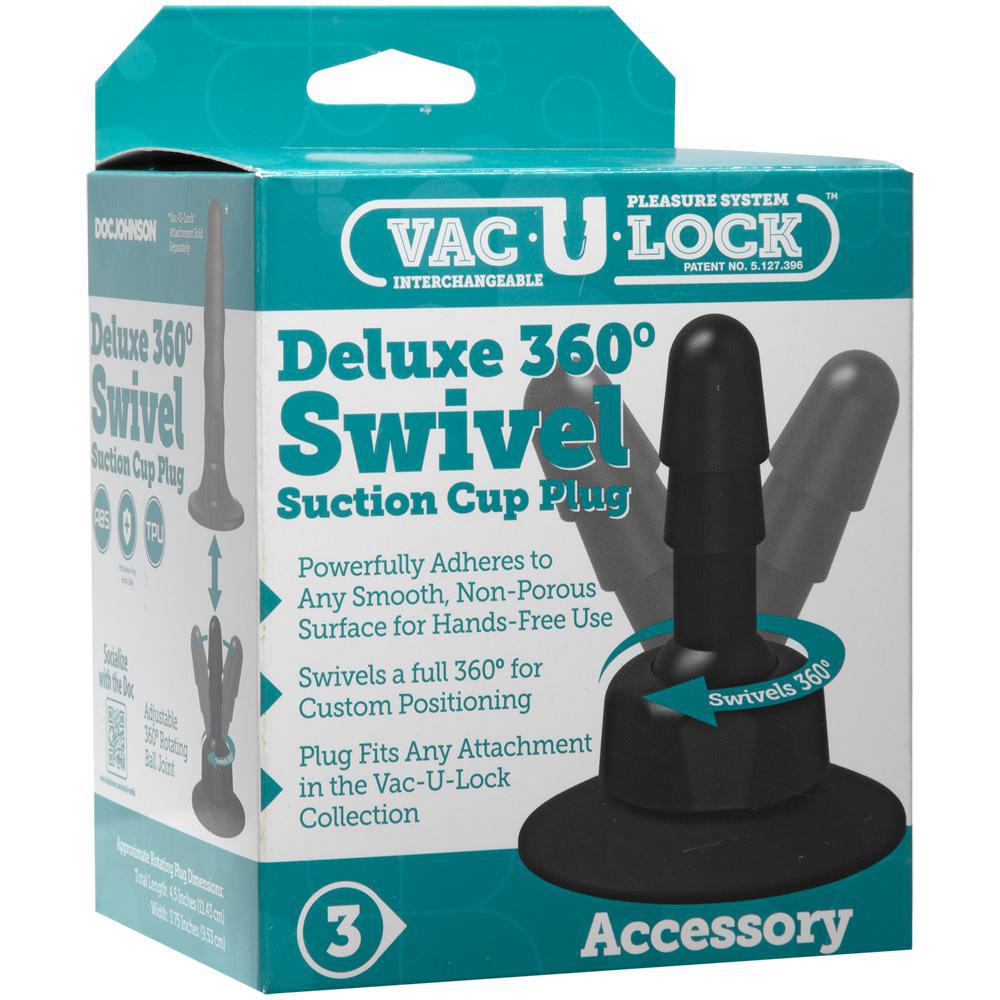 Vac - U - Lock Deluxe 360° Swivel Suction Cup Plug Black - Temptations