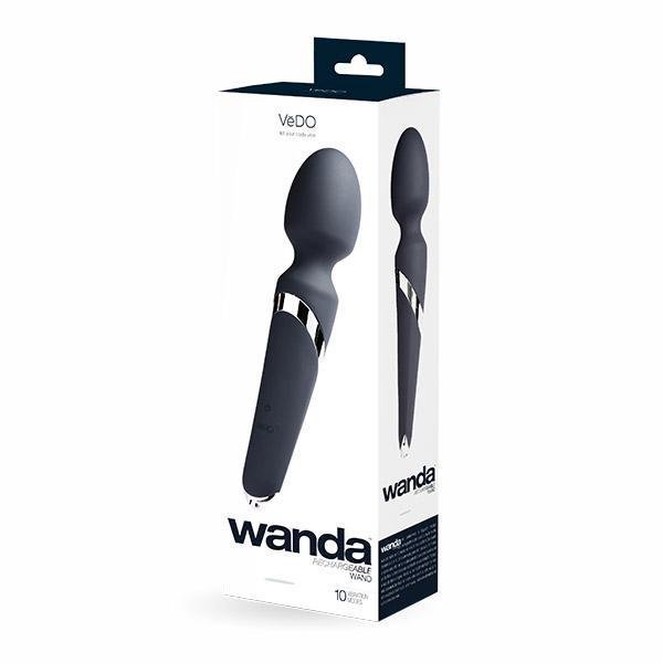 Vedo Wanda Rechargeable Wand Vibe Just Black - Temptations