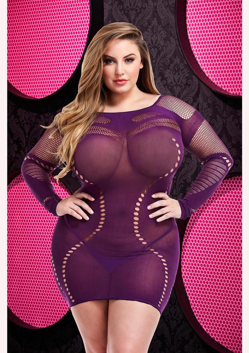 LONG SLEEVE MINI DRESS-PURPLE