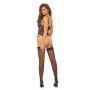 Bombshell Boudoir Lace & Mesh V Wire Corset w/Garters & G-String Black MD