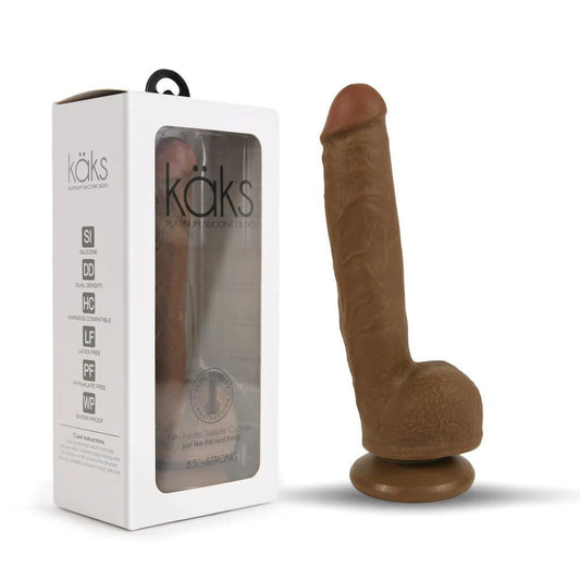 KAKS DUAL-DENSITY PLATINUM SILICONE DILDO 8.5" DARK