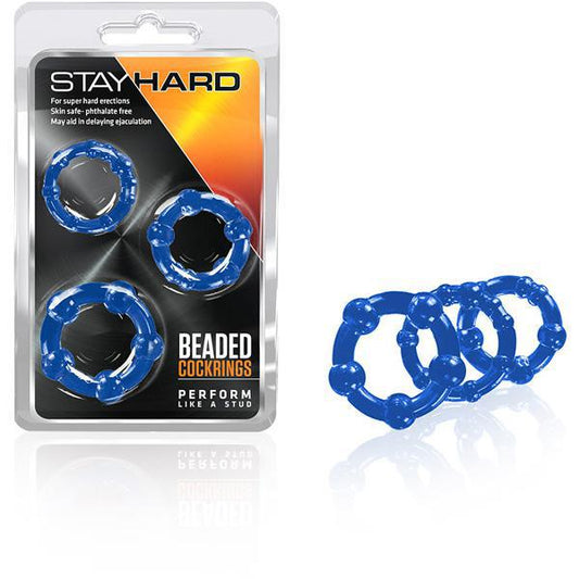 Stay Hard Beaded Cockrings Blue