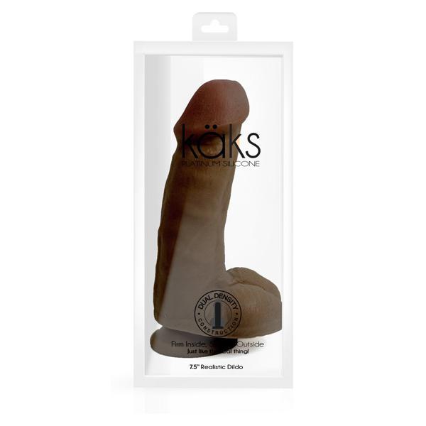 KAKS DUAL-DENSITY PLATINUM SILICONE DILDO 7.5" DARK