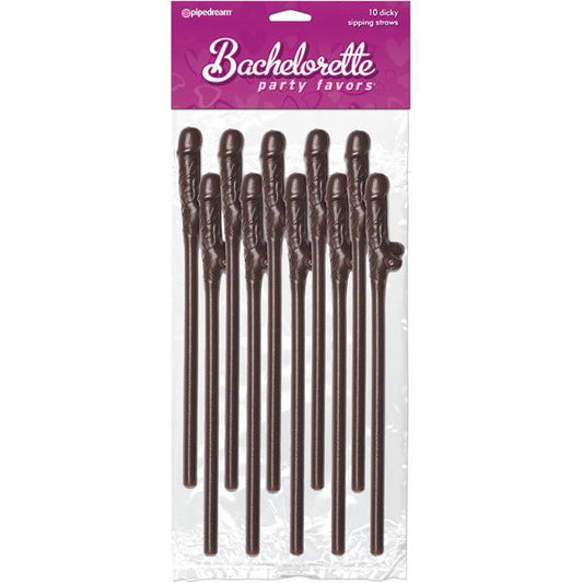 Bachelorette Party Favors Dicky Sipping Straws Brown 10pc.