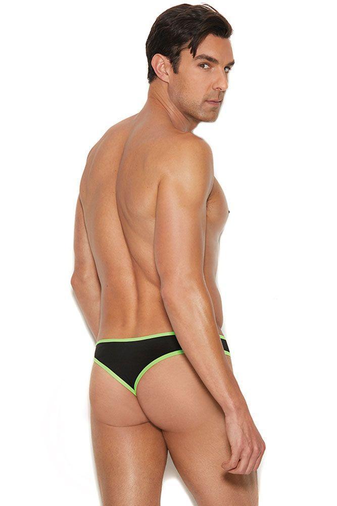 MEN'S THONG W/ NEON GREEN TRIM