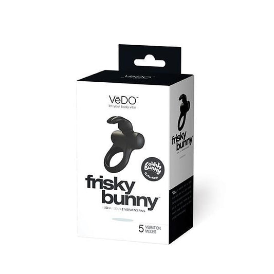 Frisky Bunny Vibrating Ring - Black Pearl