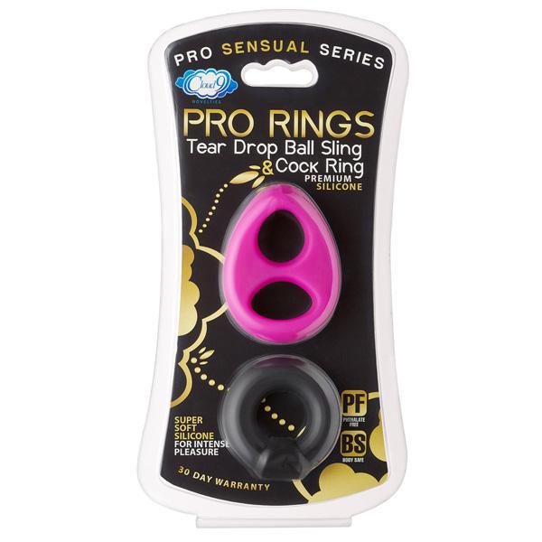 Cloud 9 Pro Sensual Silicone Tear Drop Ring & Donut Sling 2 Pack